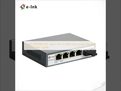 5 ports 10/100M commutateur PoE avec 1x 60W port PoE haute puissance & 1x SC Fiber Uplink