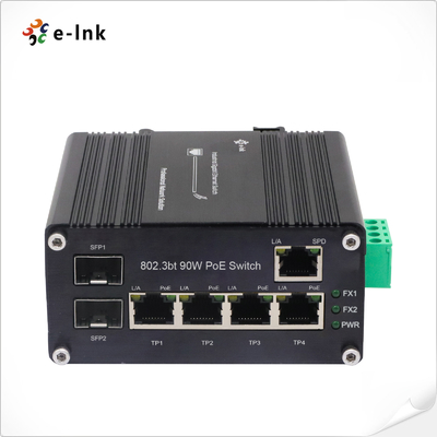 Commutateur PoE industriel non géré à 4 ports 802.3bt 90W avec fibre SFP à 1 port RJ45 et 2 ports