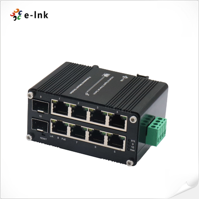 Commutateur PoE 8 port 10/100/1000T 802.3at 30W à 2 ports 100/1000X Commutateur géré Din Rail