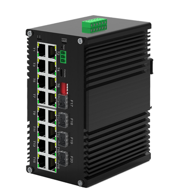 Commutateur géré industriel Gigabit 16 port 10/100/1000T 802.3at PoE avec 4 ports 1000X SFP