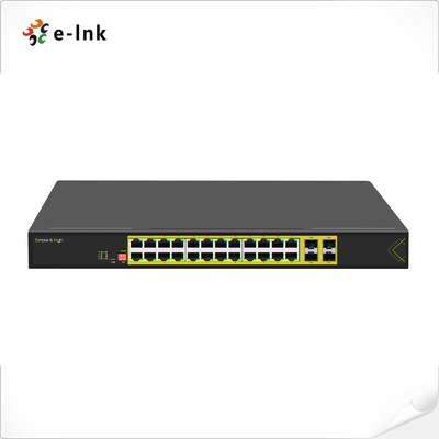 Commutateur PoE 802.3at L2 géré, montable en rack 1U, 24 ports 10/100/1000T avec 4 ports fibre SFP Gigabit 1000X