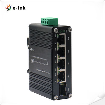 Mini Switch Ethernet Industriel 4 ports 10/100/1000T PoE 802.3at + 1 port 100/1000X SFP avec entrée 12~48VDC et amplificateur de tension