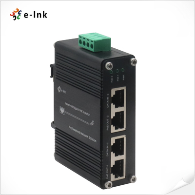 12 ~ 48VDC Puissance d'entrée Injecteur industriel PoE+ à 2 ports Gigabit