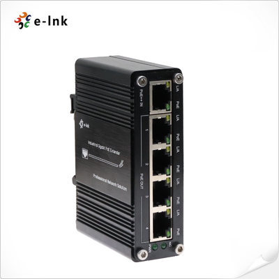 Prolongateur PoE++ industriel 1 port 802.3bt vers 4 ports Gigabit PoE 802.3af/at
