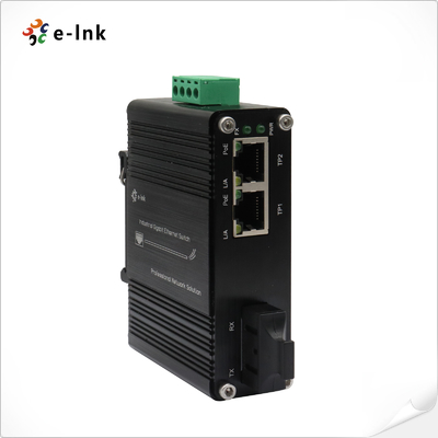 Convertisseur de médias PoE+ de 1 port 100Base-FX à 2 ports 10/100Base-T
