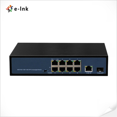 Commutateur Ethernet 8 ports 10/100/1000T 802.3at PoE + 1 port Uplink + 1 port Gigabit SFP