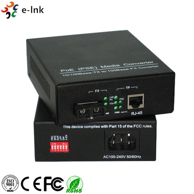 Convertisseur de média PoE (PSE) 10/100Base-TX vers 100Base-FX