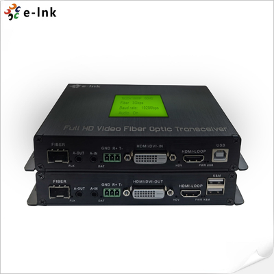 Convertisseur fibre optique DVI multifonction géré dans le cloud 1Ch 1080P DVI + USB KVM + 1Ch RS232 + 1Ch Audio stéréo bidirectionnel + 1Ch GPIO sur prolongateur fibre