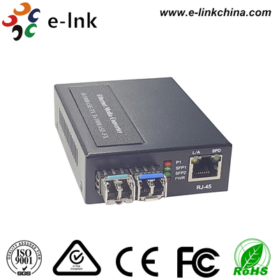 Convertisseur multimédia SFP 1x10/100BASE-T à 2x100BASE-X avec alimentation intégrée