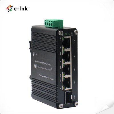 quality Mini Switch Ethernet Industriel 4 ports 10/100/1000T PoE 802.3at + 1 port 100/1000X SFP avec entrée 12~48VDC et amplificateur de tension factory