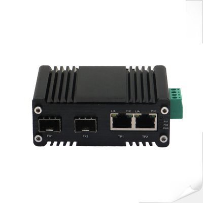 Commutateur Ethernet SFP mini industriel à 2 ports 10/100/1000T 802.3at PoE + à 2 ports 100/1000Base-X avec fonction de renforcement de puissance 12~48VDC