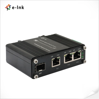 Mini Switch Ethernet Industriel 3 ports 10/100/1000T PoE 802.3at + 1 port 100/1000X SFP avec entrée 12~48VDC et amplificateur de tension