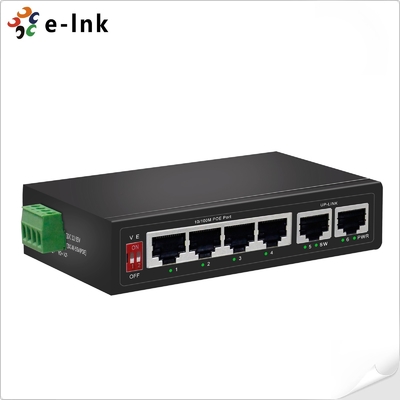 Commutateur à 4 ports 10/100BASE-T PoE + à 2 ports 100BASE-T Uplink Industrial 250m PoE