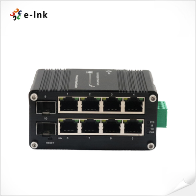 Commutateur Ethernet mini industriel géré à 8 ports 10/100/1000T + 2 ports 100/1000X SFP Prend en charge le contrôle de débit 802.3x