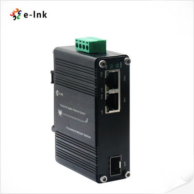 Mini Convertisseur de média industriel 1 port SFP 100/1000X vers 2 ports 10/100/1000T PoE+ 30W, supporte IEEE802.3af PoE (15.4W) ou IEEE802.3at PoE+(30W)