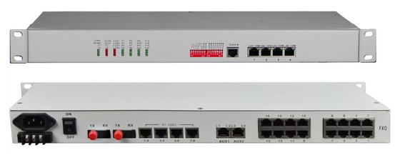 Multiplexeur fibre optique 8/16 canaux FXO/FXS + 8 canaux E1 + 4 canaux Ethernet 10/100M + 4 canaux RS232/422/485