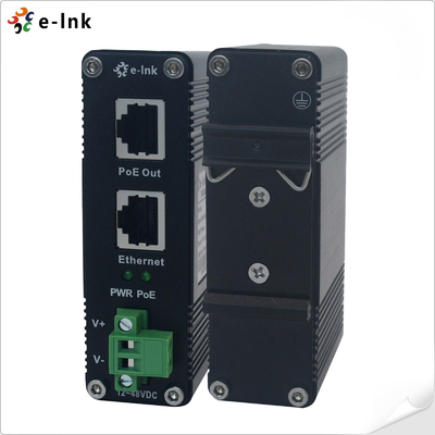 DIN Rail Industrial 802.3at 30W Gigabit PoE Injector Adapter 12~48V DC Power Booster prix de l'usine